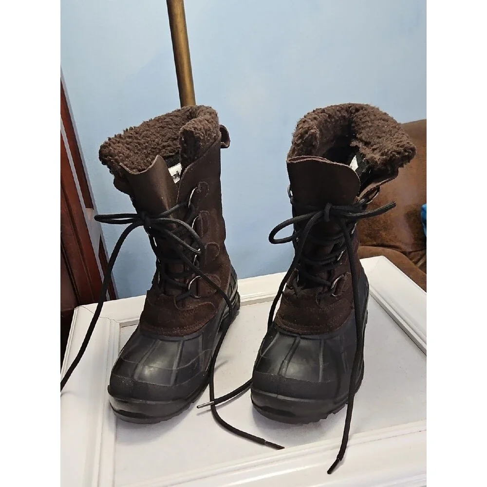 Kamik Conquest Brown Winter Snow Boots with Faux Fur Trim Men's Size 7